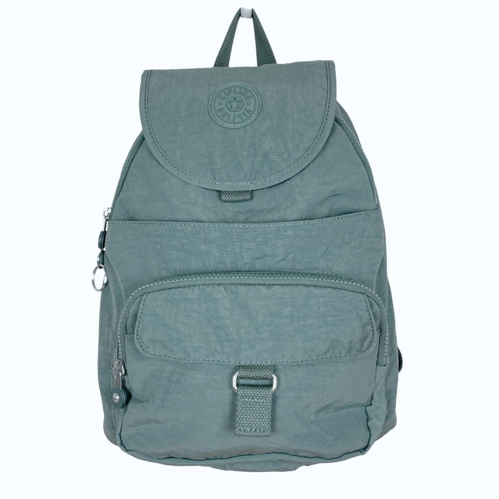 Kipling Queenie Backpack Light Aloe Nylon Adjustable Pockets Travel Commuter